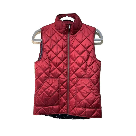 346 Brooks Brothers Red Puffer Vest XS Diamond Quilted Women's Pockets Gorpcore - Picture 1 of 5